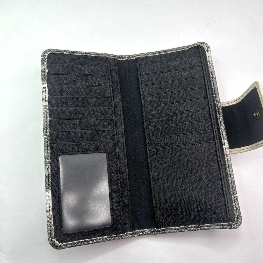 Fossil Madison Gray Leather Python Print Clutch W… - image 5